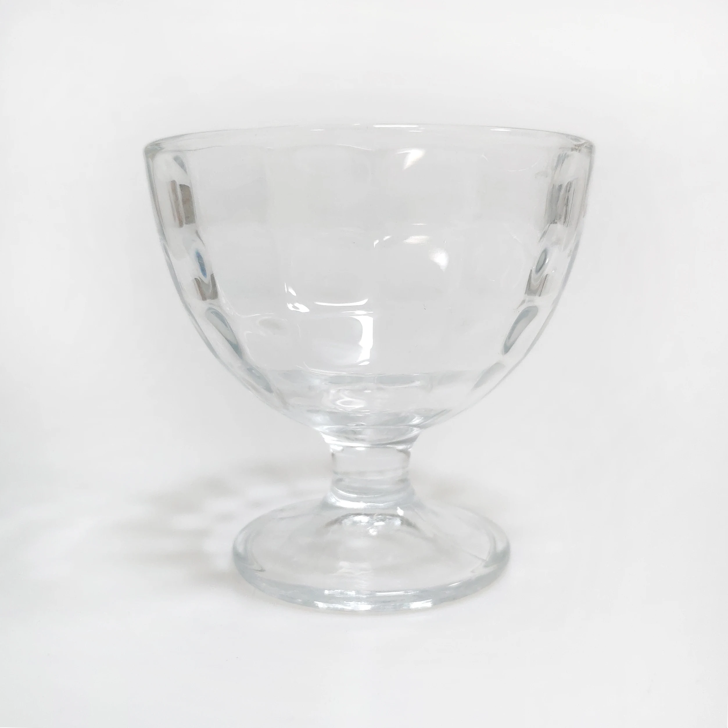 Glass Dessert Bowls 9 Oz Glass Ice Cream Sundae Cups with Vintage Diamond Pattern Footed Dessert Bowl Set for Sundae