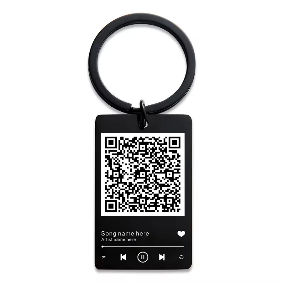 Custom QR Code Keychain Favourite Song QR Scan titanium steel Keyring Spotify Music Keychain with logo custom