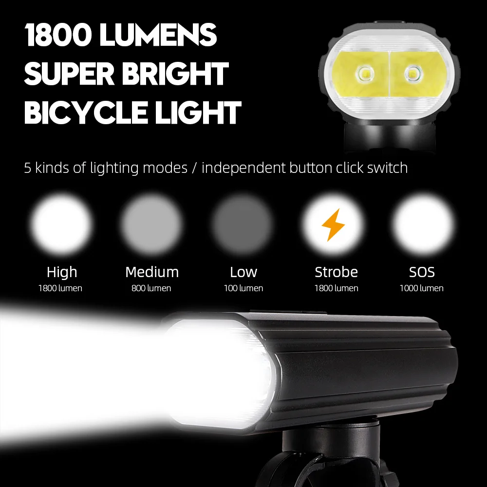 White Focus Light Best 1800 Lumens High Brightness Led Flashlight Mountain Bike Light