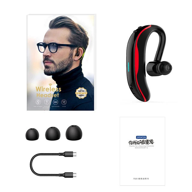 F600 долгого ожидания автомобильный вкладыши беспроводные наушники вкладыши на одной стороне шум гарнитура IPX-4 наушники
