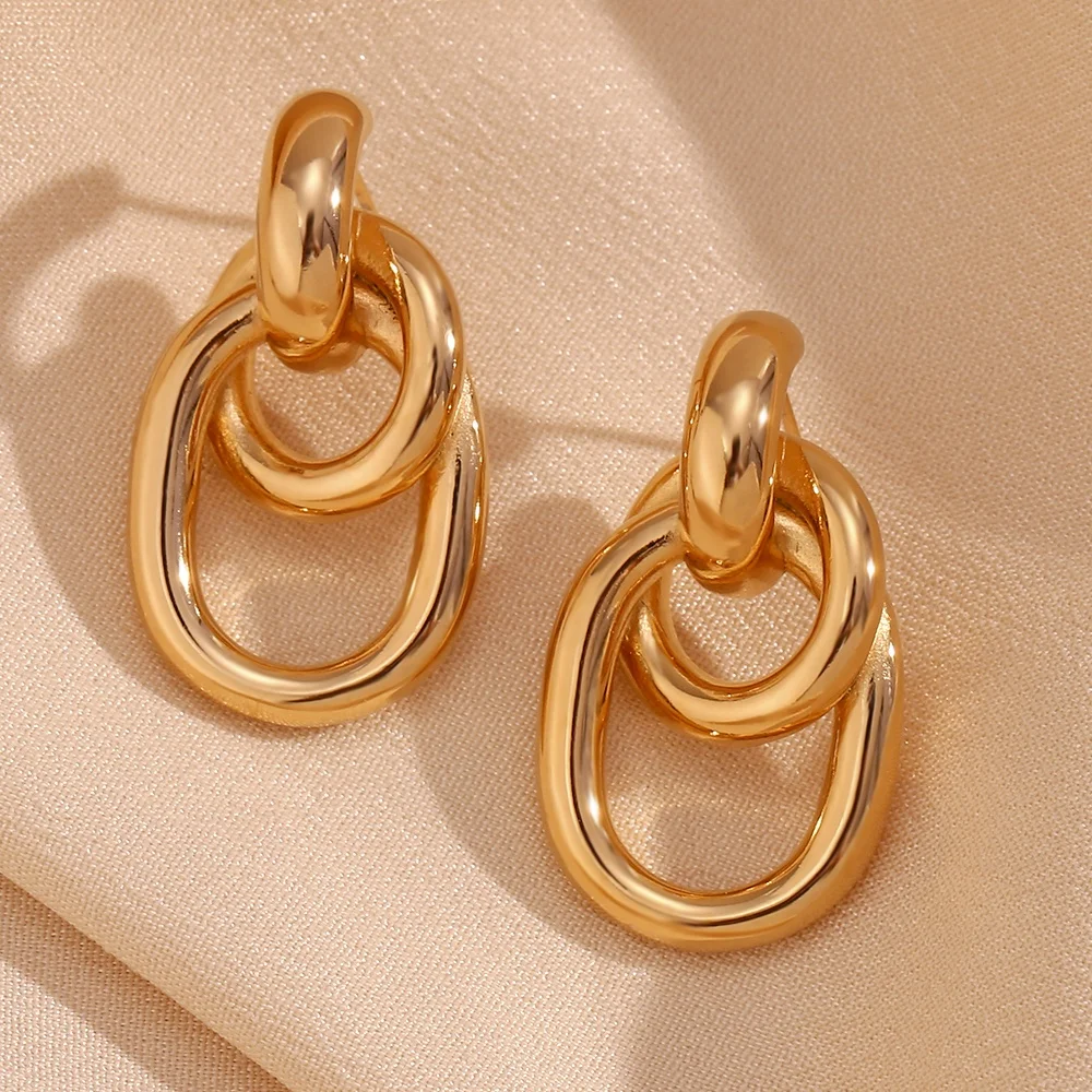 Minimalist Jewelry Chunky Winding Twisted Stud Earrings For Women Gold Plated Jewelry Female Earrings
