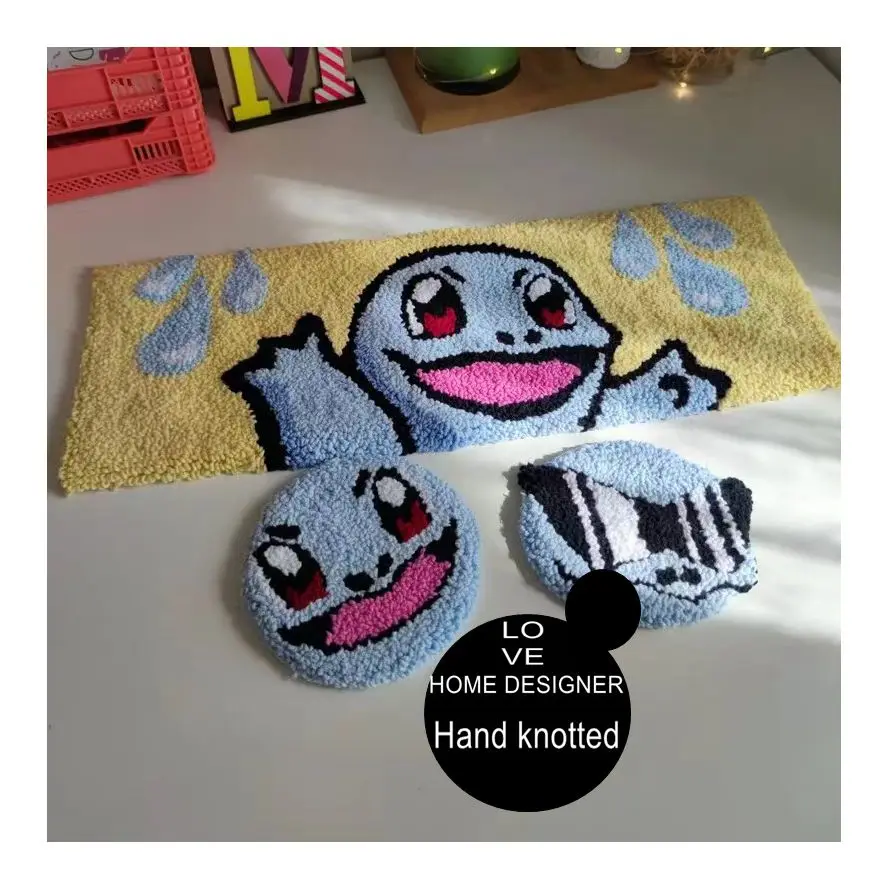 100% Hand Knotted Tufted Cute Cartoon Custom Mouse Rug Table Mat For Laptop Gift Desk Decor