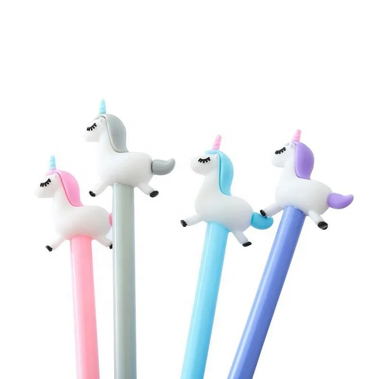 Promotional gift unicorn gel pen 0.5mm ink plastic kawaii gel pen for kids