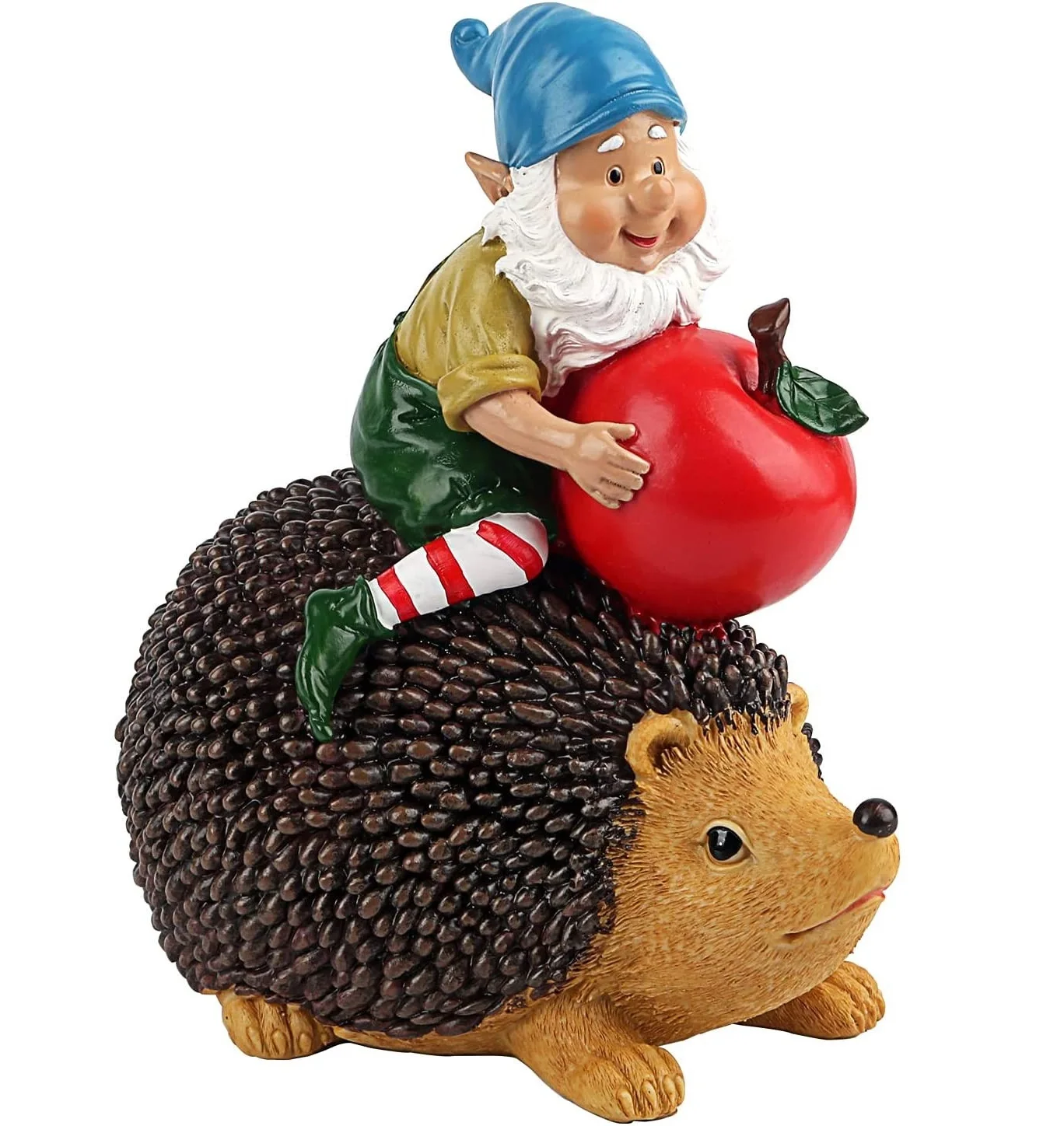 Art Elf Garden Gnome Statue Resin Hedgehog Figurine Outdoor Decorations for Patio Lawn Porch Yard Art