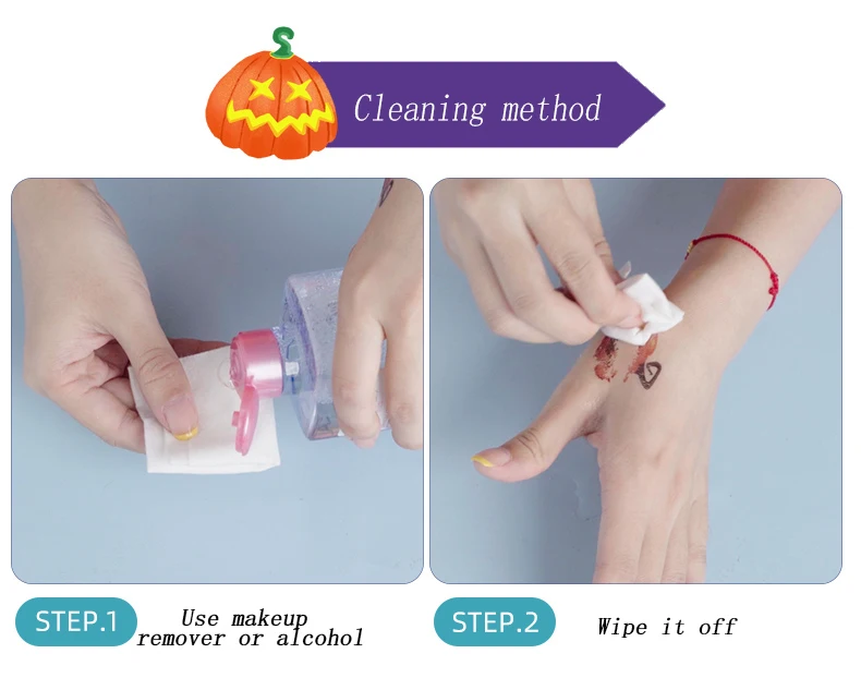 Halloween cartoon tattoo Spider Bat Witch flash glowlight personality creative bar party scar prop arm patch