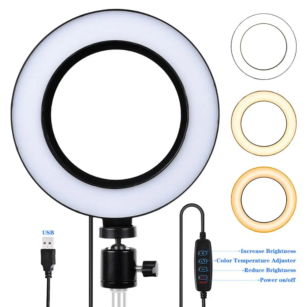 10 Inch Dimmable LED Studio Selfie Ring Light Phone Phone Lamp With Tripod Ring Desk Fill Light