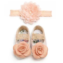 Floret Classic Baby Shoes soft soled antiskid walking shoes with Headband