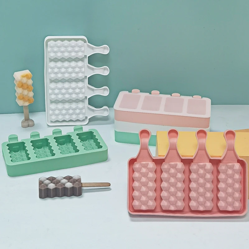 DUMO Diamond Popsicle Mold DIY 4 Holes Creative Ice Cream Silicone Mold