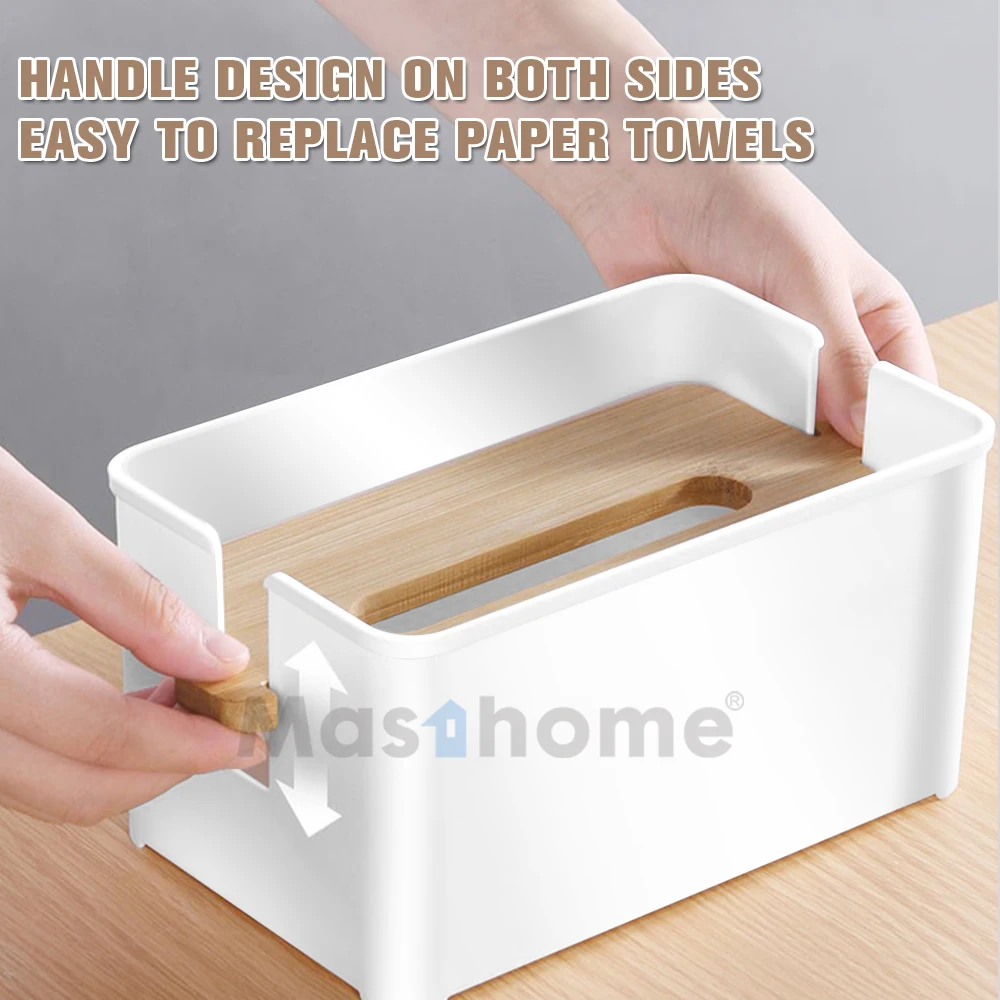 Masthome Wholesale OEM Eco Friendly Natural Square Custom Printed Tissue Box Napkin Holder Tissue Holder For Kitchen