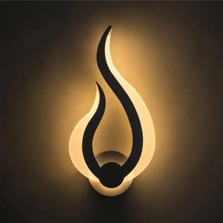 Indoor Hotel Bedroom Living Room Hallway Art Decoration Acrylic Sconce 12W Fire Flame Shape Modern Applique Murale Wall Light