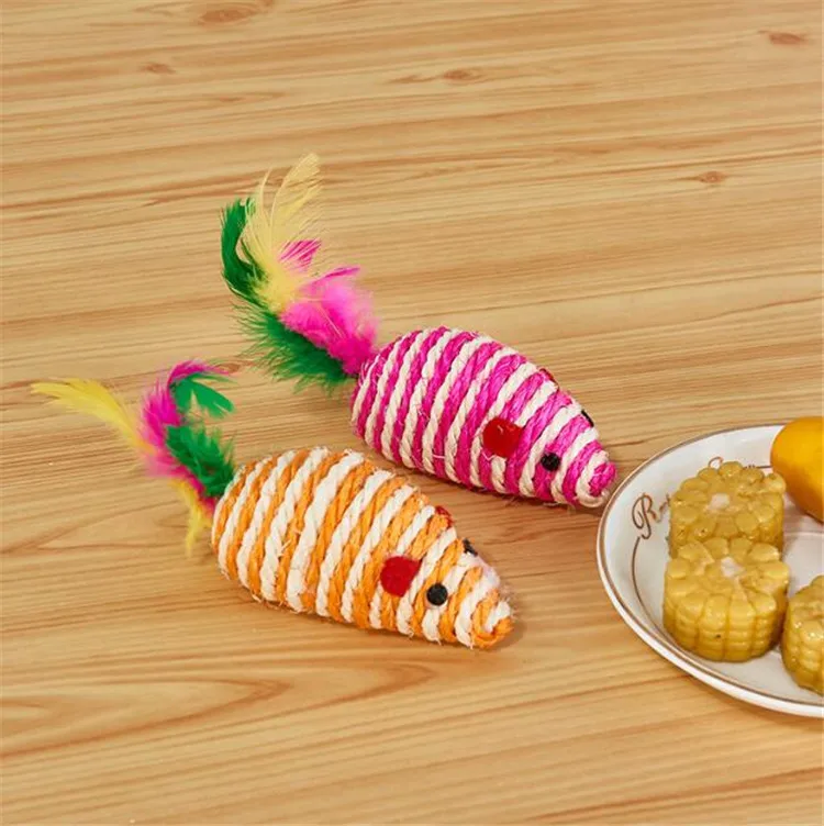 2020 china cat application sisal mouse cat toys for playing cat feather toy