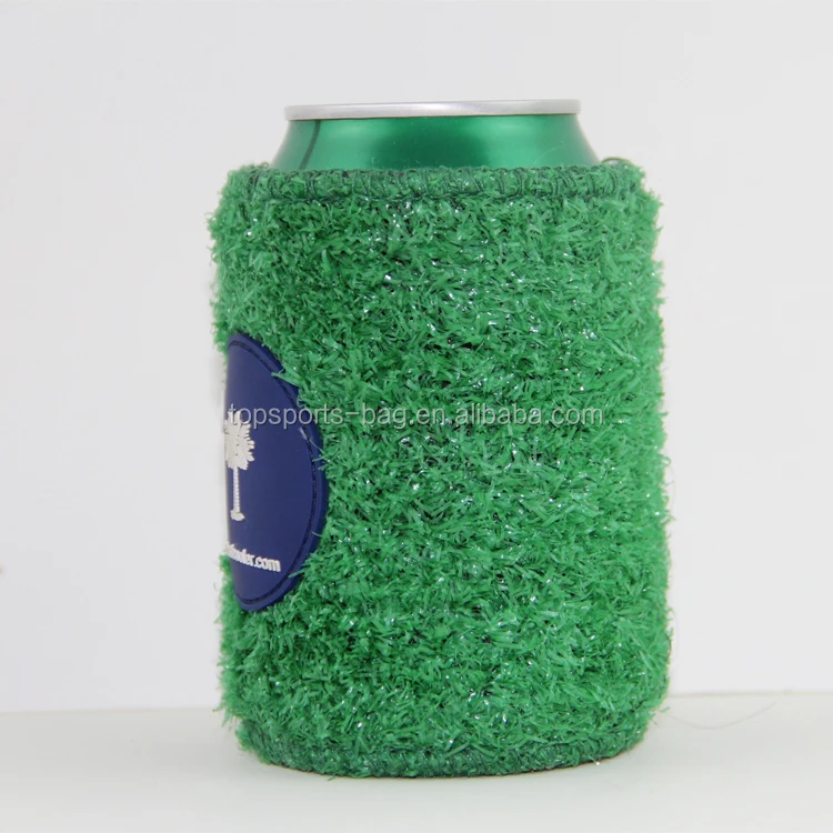 Artificial Grass Turf  Can Coolies Thick Neoprene Beer Bottle Cooler Bag Beverage Stubby Holder for Party