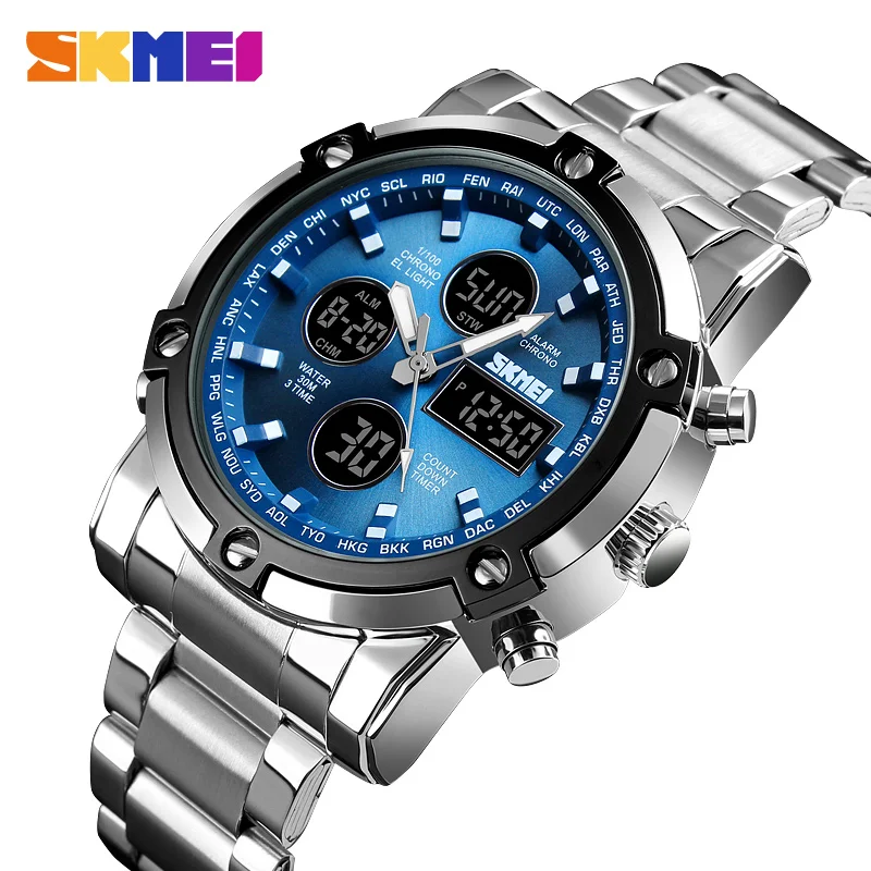 Skmei 1389 Stainless Steel Digital Watch Waterproof Popular Wristwatch