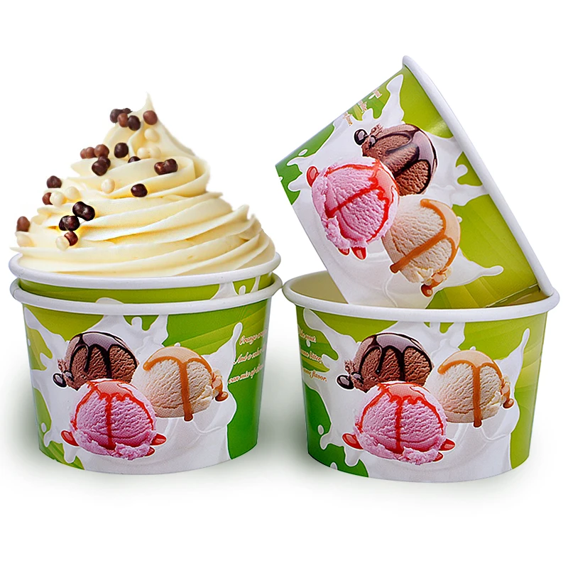 Customized logo printing paper ice cream box with lid