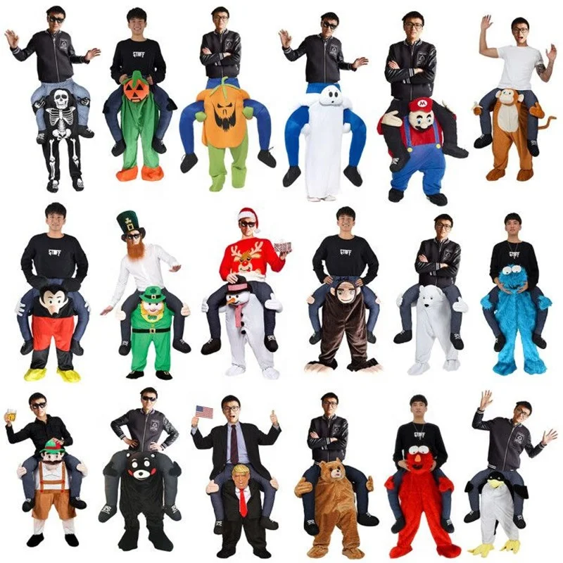 Adult Carnival Party Santa Christmas Halloween Ride on Animal Toy Beer Guy Pants Mascot Carry Bear Costume