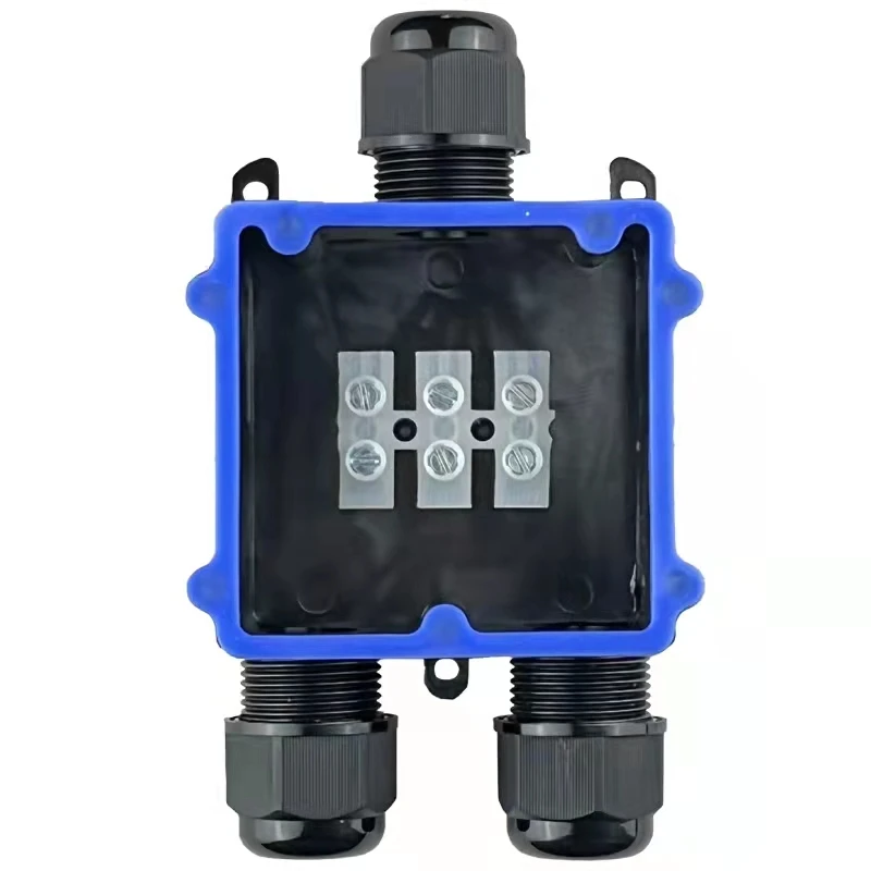 CDE103-3Y outdoor plastic IP68 Waterproof ABS electrical cable junction box switch enclosure with 3 connectors