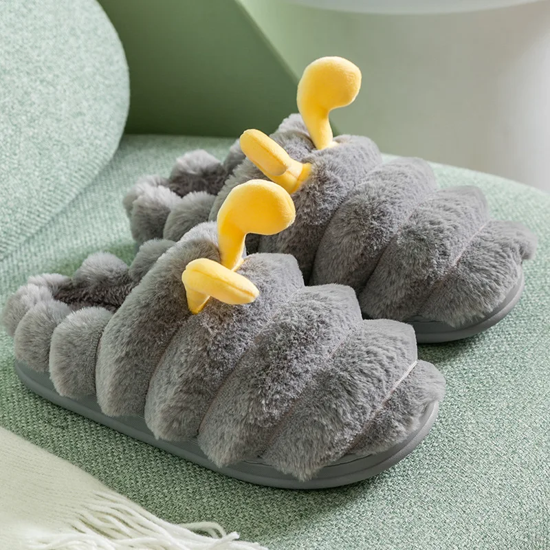 Girl boy cartoon slippers cute plush animal PVC family slippers rabbit fur soft and comfortable cotton slippers