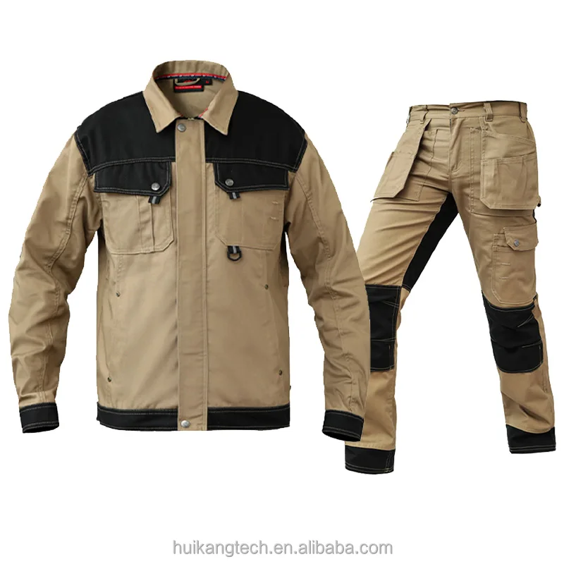 100% cotton Khaki work jacket work trousers overalls multi-pocket wear-resistant working pants men workwear Pants With Knee Pads