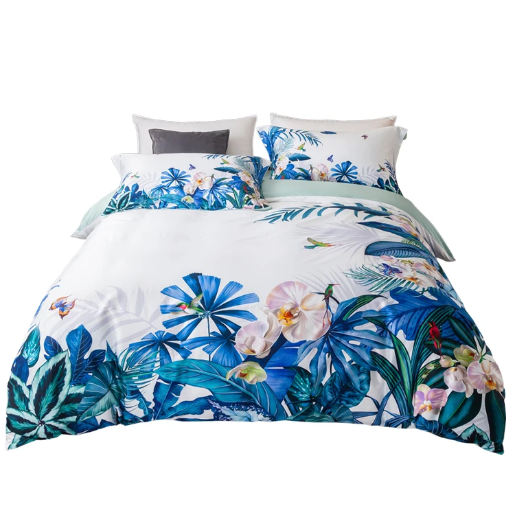 High quality 100% cotton bedding sheets sets queen size duvet cover print pillow cases