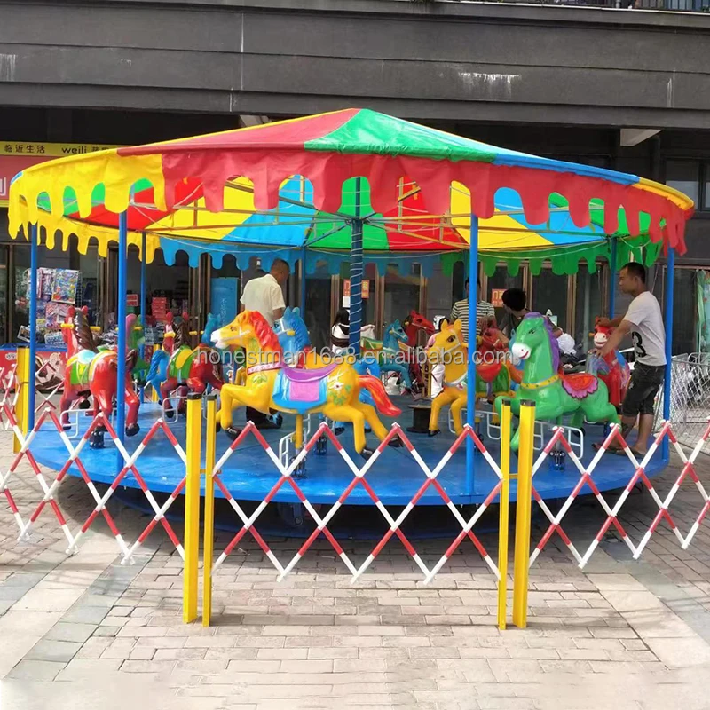 mobile portable trailer merry go round adults playground amusement park babies outdoor children horse carousel ride for kids