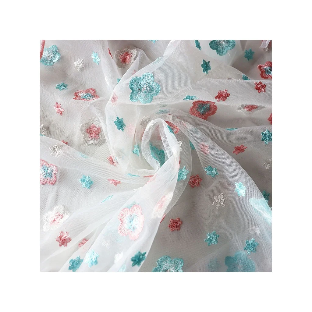 Tulle Lace Swiss Mesh Net Embroidery Design Dress Flower Floral Fabrics Dresses Chinese Embroidered Fabric