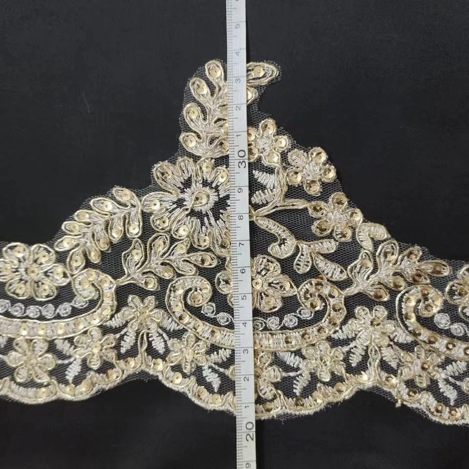 wholesale embroidery lace, swiss lace trim for dress,gold embroidery lace trim
