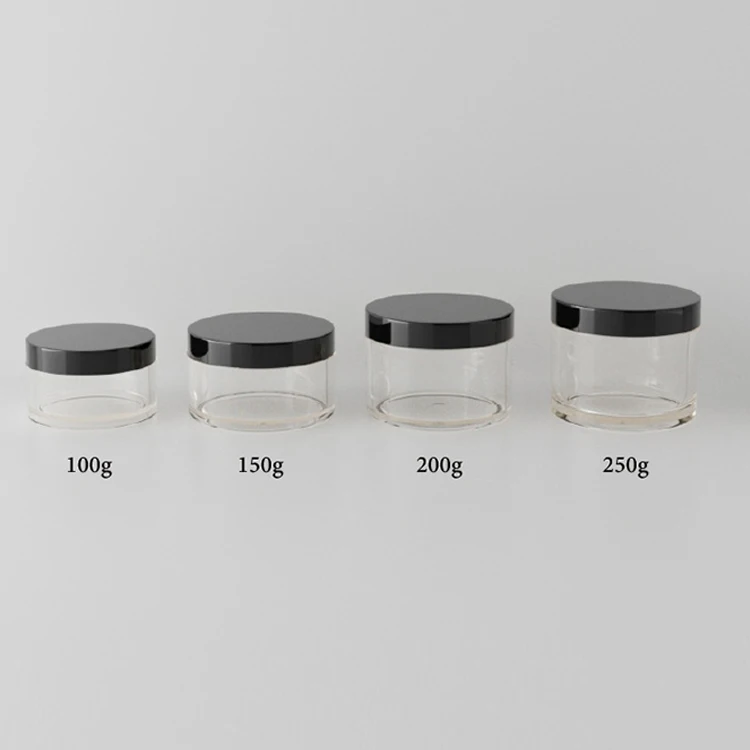 Custom 100g 150g 200g 250g Body Scrub PETG Plastic Clear Jar With Lid