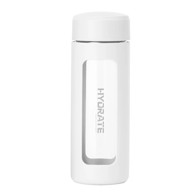 Eco Life Friendly Drinking Glass Bottle Inside Filter  Unbreakable Glass Water Bottle with Silicone Sleeve