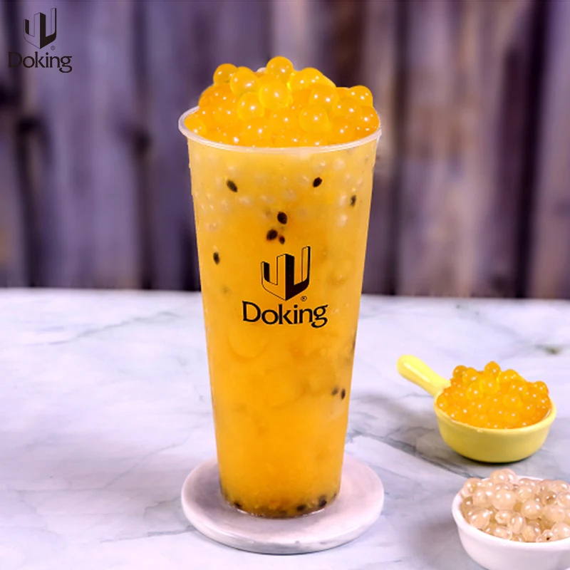 Doking New Bubble tea ingredient Popping Peach pasion fruit  flavor exploding bobo fruit juice for bubble tea milk tea