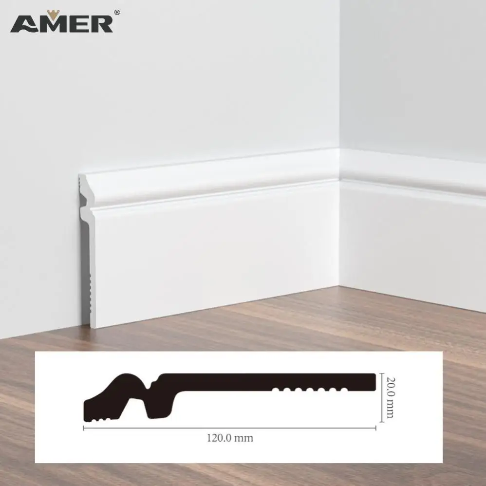 Amer Factory price door frame pvc white table wall corner skirting floor molding sticker accessories in china