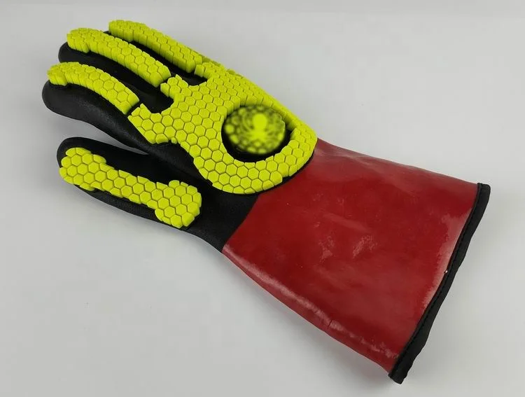 Yulan DPV210 ANSI A5  CE Level E Cut Proof Impact Resistant PVC Nitrile Coated Oilfield Safety Glove With TPR