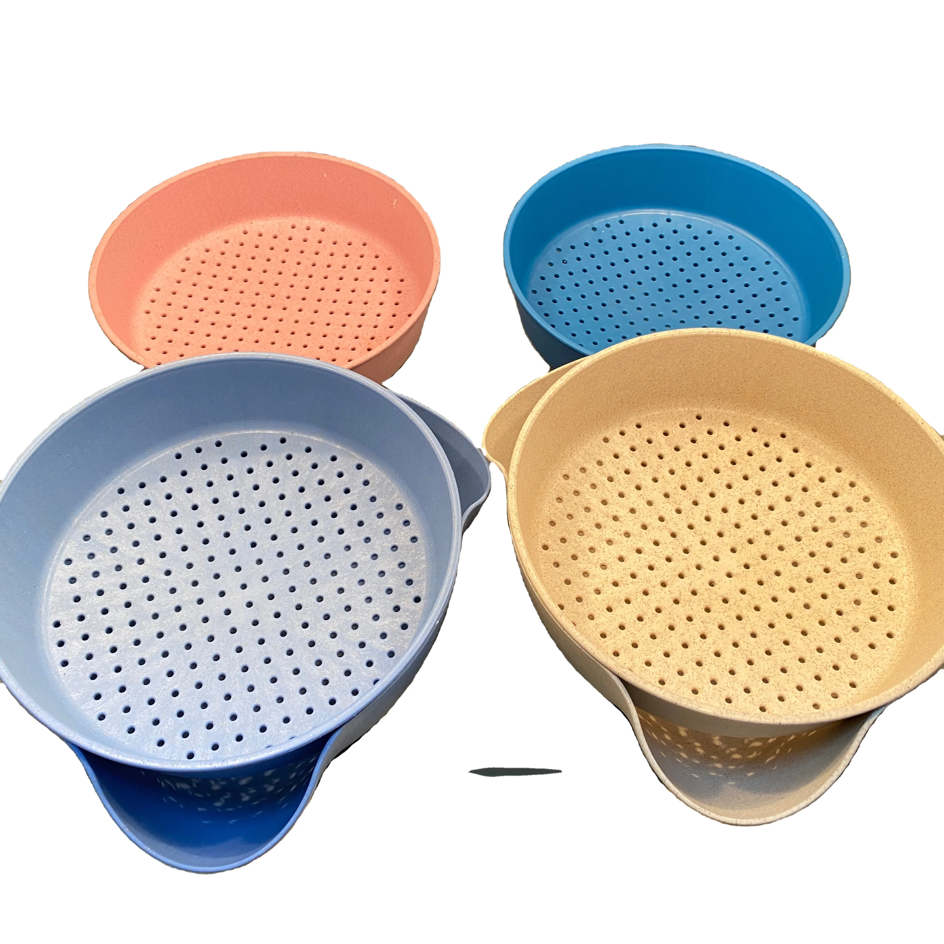 2 In 1 Plastic Rice Beans Wheat Straw Pla Washing Filter Bowl  Vegetable Basket Kitchen Colander Set