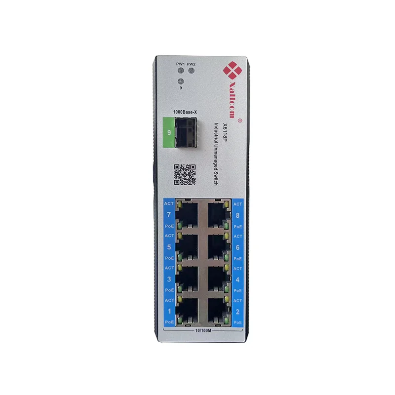 Высокоскоростной гигабитный 8 GE медный порт 1 SFP неуправляемый промышленный сетевой коммутатор с PoE