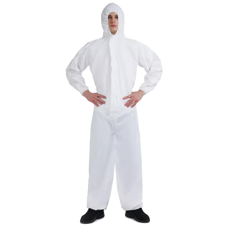 Waterproof Ppe Kit Coveralls Disposable Microporous Coverall Type 5/6 Disposable Coverall With Hood Ppe Suit