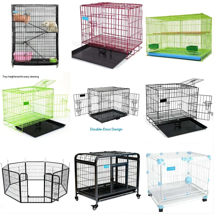 2023 New Design Stack Iron Metal Out Door Foldable Folding Cage Dog Cage With Wheels