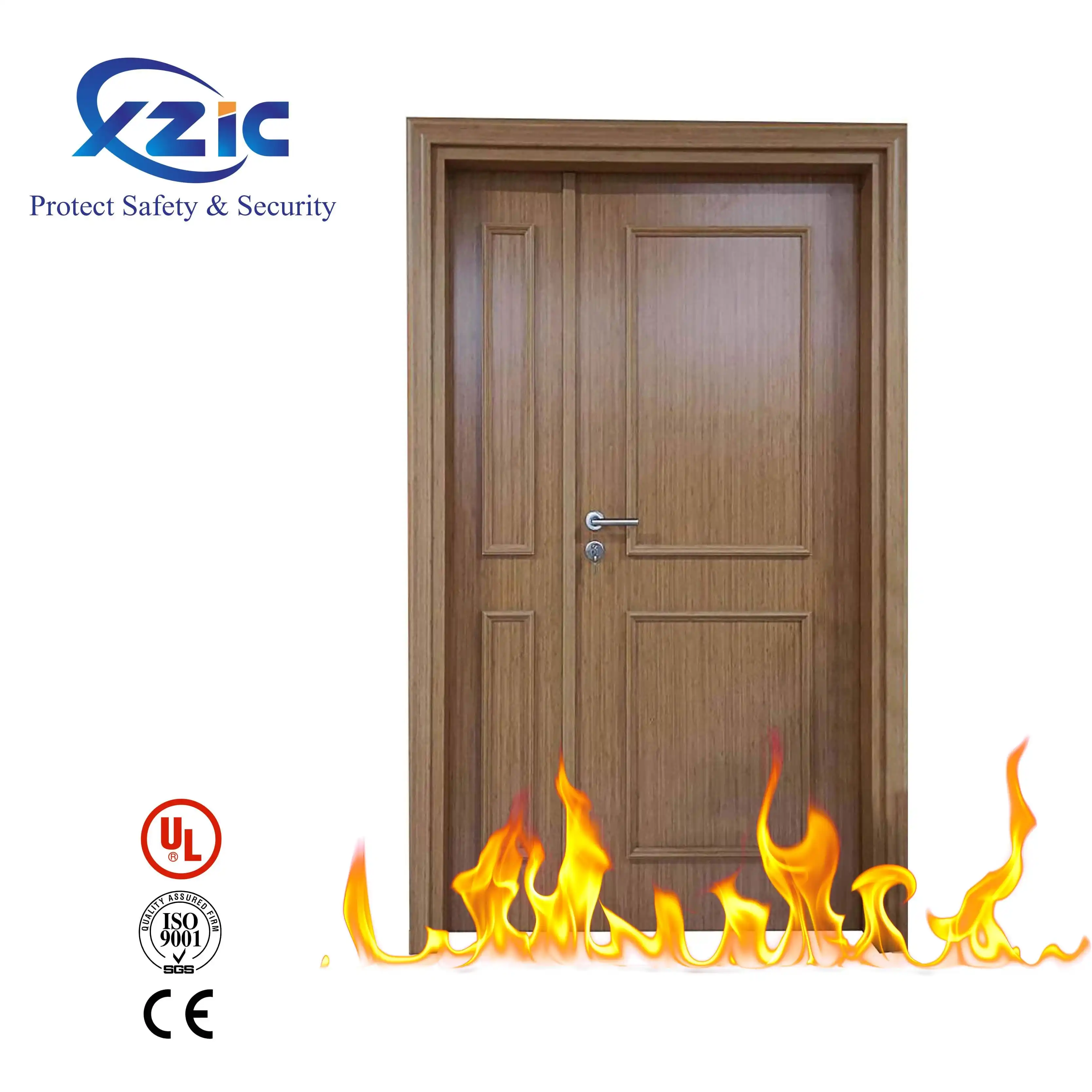 Cheap Fire Doors Internal Water Proof 4 Panel Fire Rated Wood Door Modern Commercial Interior Melamine Board Veneer Wood Door