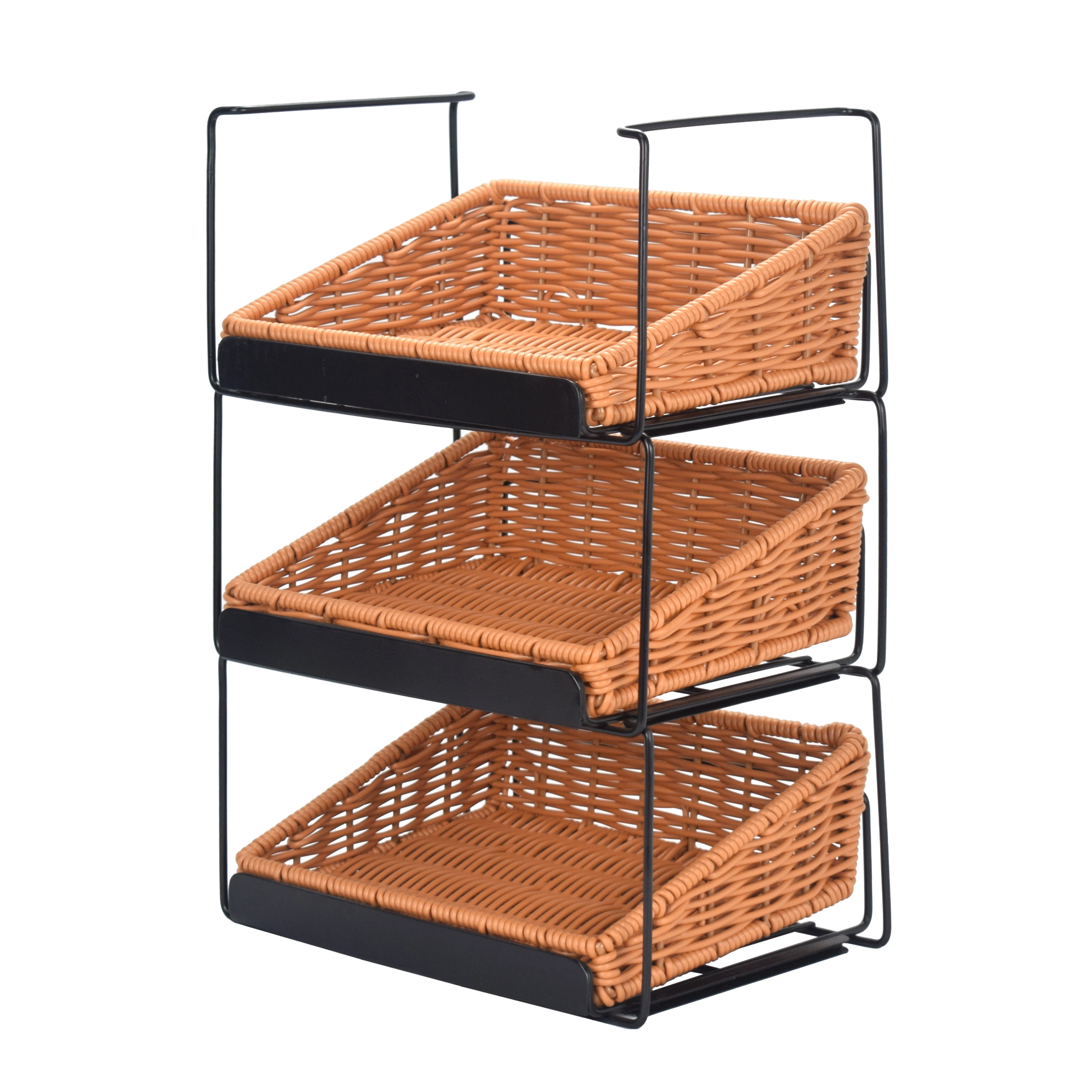 Drawer-type multi-layer woven shelves office desktop compartment storage box sundries storage basket