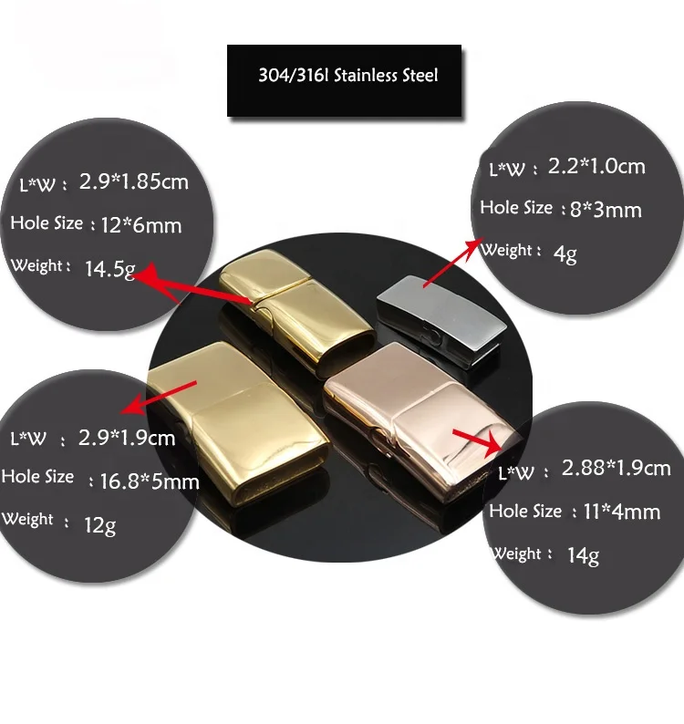 VEROMCA Wholesale 304/316l Stainless Steel Leather Cord Bracelet Clasp For Jewelry Making