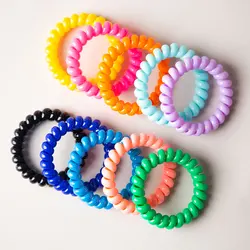 European And American Hot Selling Matte Color Girls Plastic Telephone Wire Hair Tie hairband For Ladies
