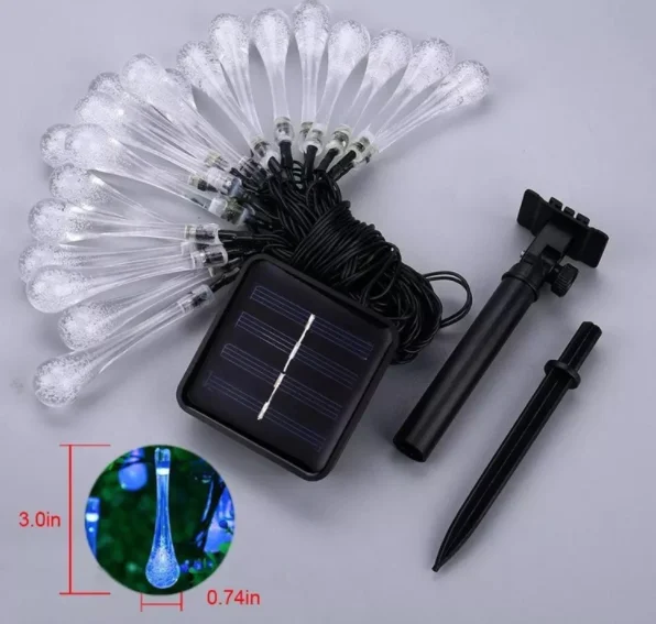
Holiday Decoration Outdoor Waterproof Solar Garden Lights Multicolor Water Drops Led Solar String Lights For Christmas 