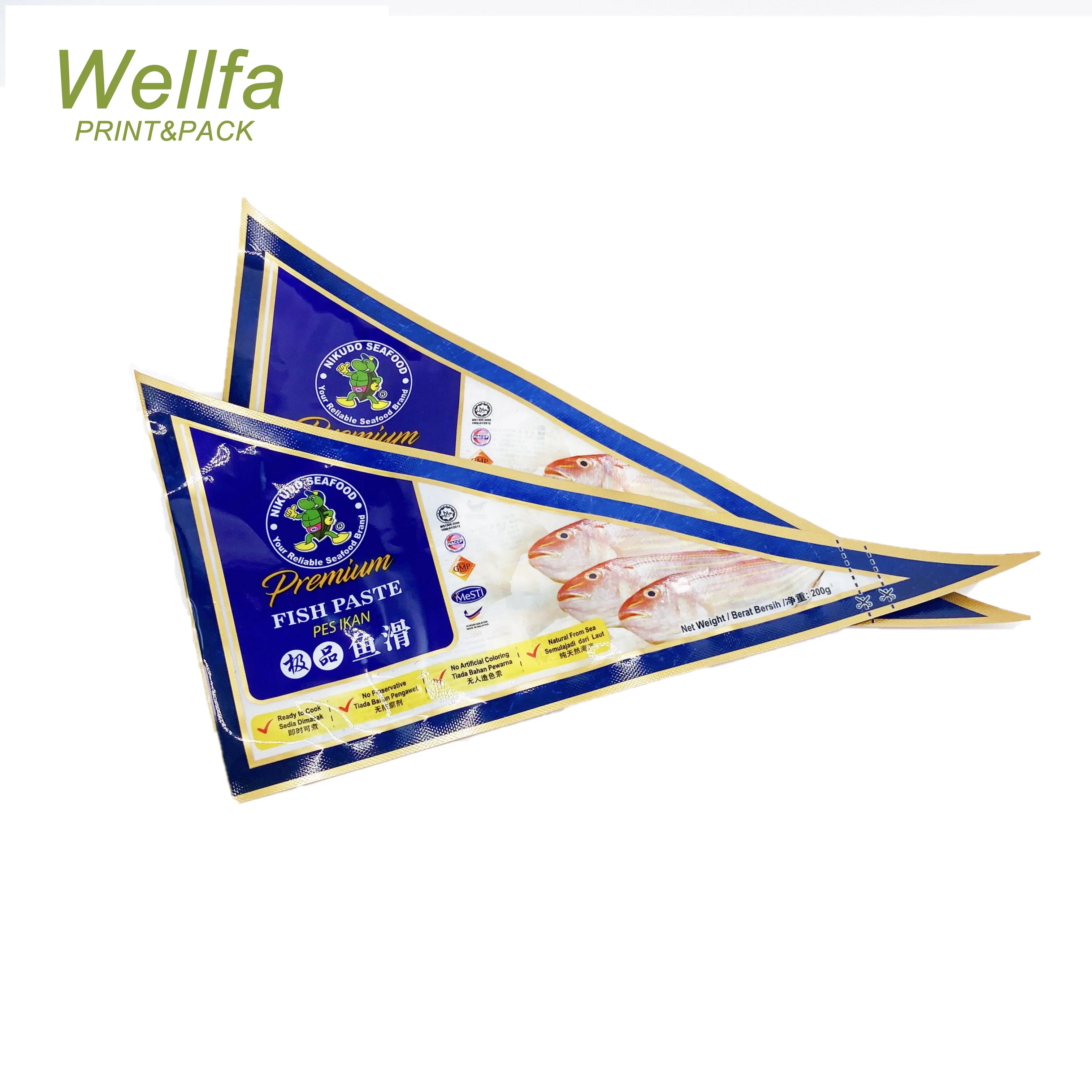 Mylar edibles three side sealed window plastic frozen food packaging pouch