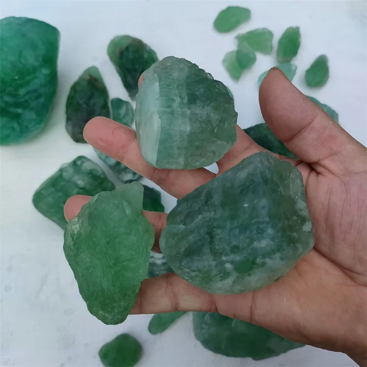 High quality natural emerald green fluorite Crystal raw stone Rough Raw Quartz Tumbled Gemstone For Sale