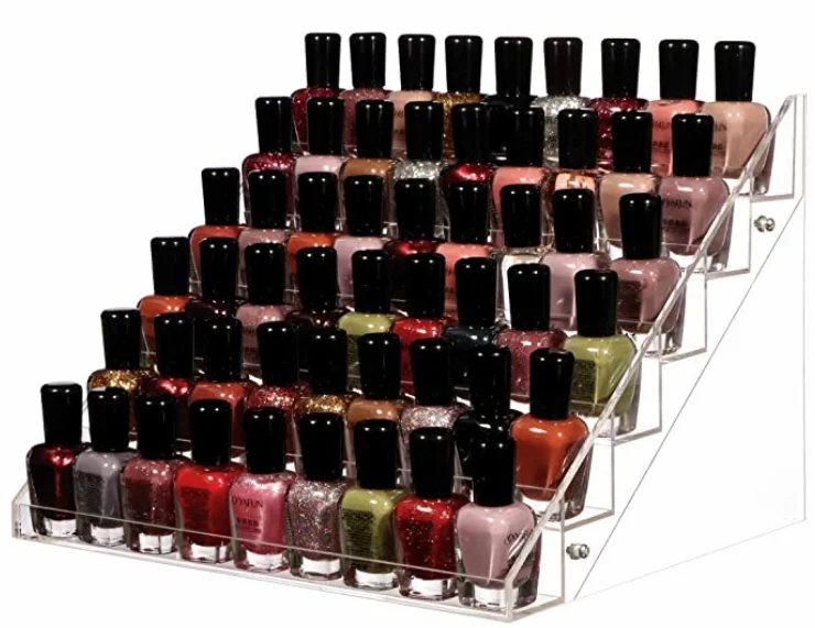 Acrylic 48 bottles of 6-layer nail polish Rack,11.5 x 9.5 x 7.5 inches,1 piece transparent nail polish display case