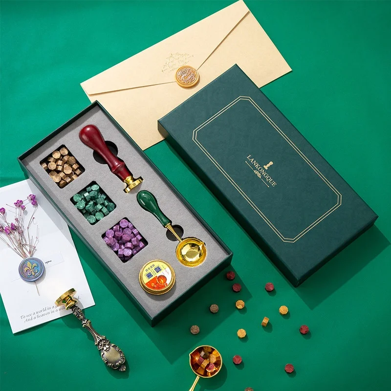Retro Handmade Art Handbook Supplies Lacquer Sealing Wax European-style Seal stamp Set Lacquer Wax