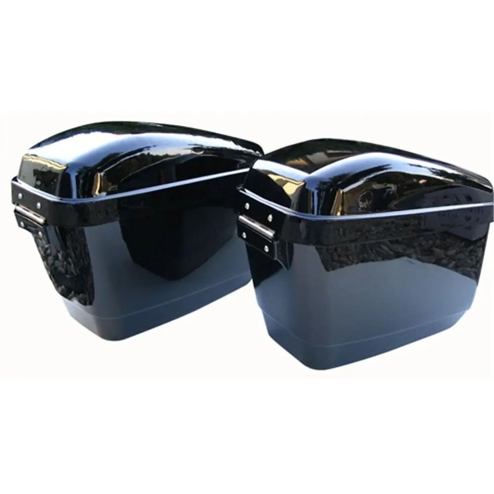 Black Motorcycle touring Cruiser Hard Trunk Saddle Bag Luggage case for kawasaki
