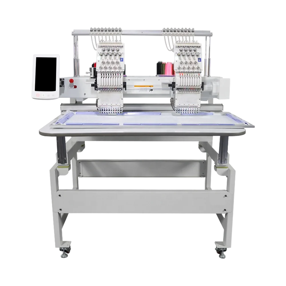 REHOW high speed double head hat t-shirt flat Patch Towel computerized embroidery machine computer embroidery machine for sale