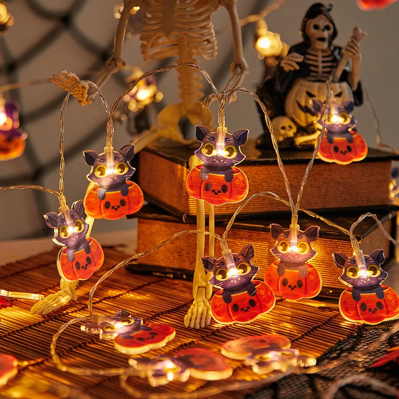 JQ strings spider webs bats pumpkins Grim Reaper holiday decoration lights