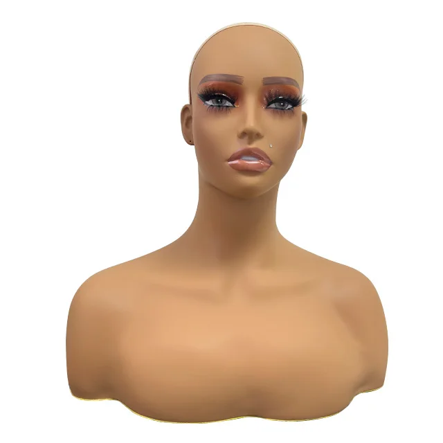 Realistic Female Mannequin Head With Shoulders Display Manikin Head With Bust for Wigs,Makeup,Beauty Accessories