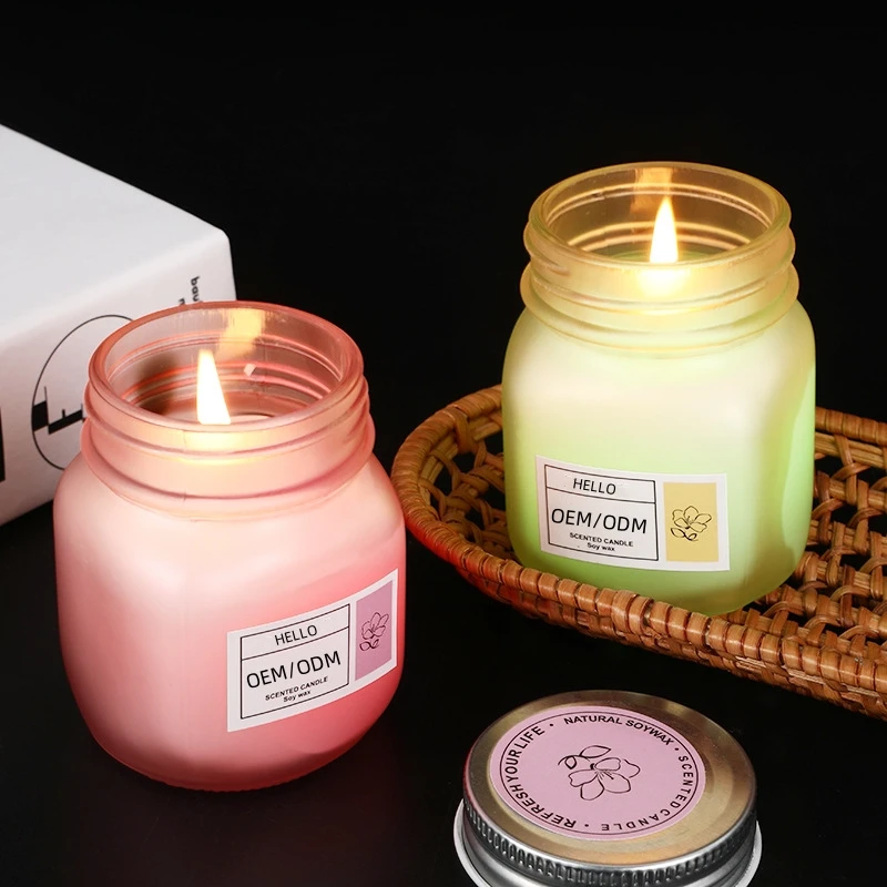 Custom Luxury Personalized Private Label Jar Soy Wax Scented Candles Matte Glass 20 Hours For Home Office Decor
