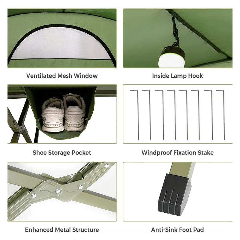 1-2 Persons Waterproof Off Ground Tent Outdoor Tents Hiking Camping Bed Tent Cot